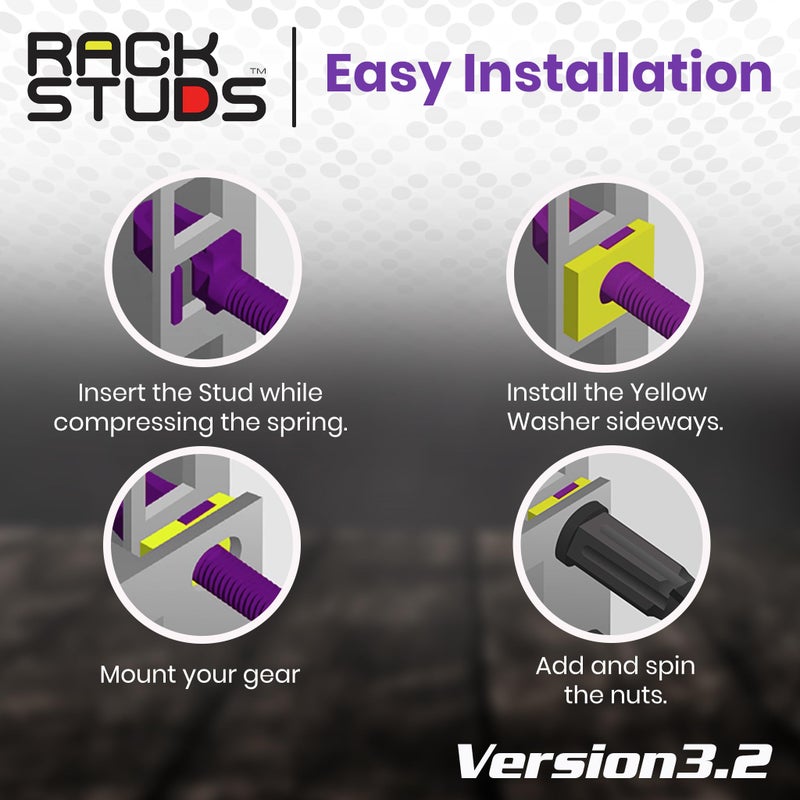 Rackstuds P100 Series II - Server Rack Screws 100-Pack | Cage Nut Replacement Purple 3.2mm/0.126" | A Faster, Easier Solution for Rack mounting Gear in 19" Racks with Square Punched Vertical Rails - Image 4